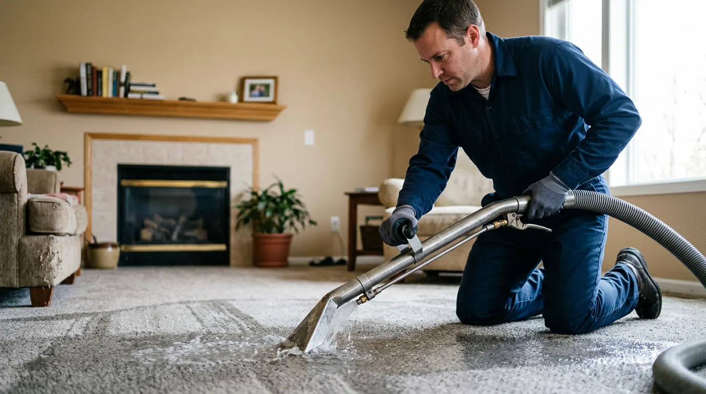 Water damage restoration technician working near Plainview, TX